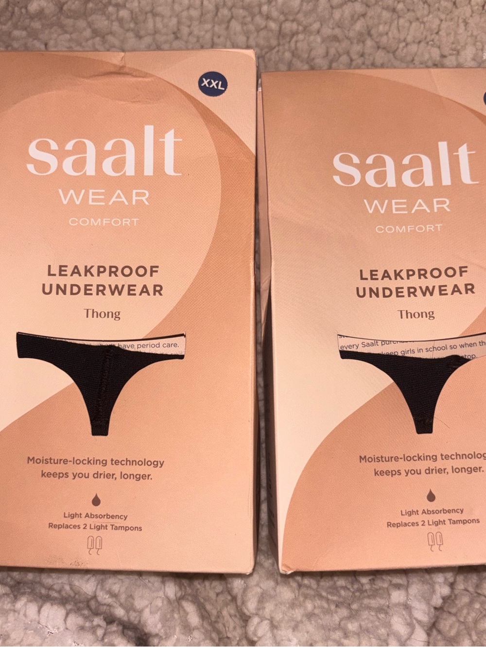 Saalt Wear Leakproof Period Thong XXL Volcanic Black Lot of 2 New
